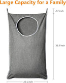 XL Hanging Laundry Hamper, Extra Large Tear-resistance Door Hamper with 2 Types Hooks for Dirty Clothes, Save Bathroom Space Hanging Laundry Bag (36.5x 22 Inch,Grey) by CozyNest Decor