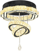 Flashing God Dia 20" Modern Chandeliers for Dining Room Black Flush Mount Ceiling Chandeliers LED Dimmable Pendant Lighting Crystal Ceiling Light Fixture for Living Room Bedroom Hallway 2700K-6000K by CozyNest Decor
