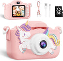 Kids Camera, Toys for Toddlers Age 3-8 Year Old Girl Christmas Birthday Gifts, Children Digital Camera with Cartoon Soft Silicone Cover and 32GB Card (Sakura Pink) by TinyTreasures Baby Boutique