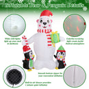 5.9FT Christmas Inflatable Outdoor Decoration Polar Bear Gift Box Penguin Blow Up Yard Decoration with LED Light Built-in Air Blower for Winter Holida