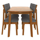 Mid Century Modern Dining Table Set For 4, Solid Wood Dining Table And Solid Wood Chairs, 5 Pieces Farmhouse Dining Table And 4 Upholstered Chairs - Brown / Gray by HouseOfZazla