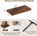Fun Memories 16 Floating Shelves, 9 Inch Deep Wall Shelf for Bathroom, Rustic 16 x 9 Floating Shelf for Kitchen, Bedroom, Wide Wooden Shelves Wall-Mounted, Rustic Brown Color, Set of 2 by CozyNest Decor
