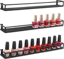 MyGift Set of 3 Wall-Mounted Black Metal Nail Polish and Essential Oils Display Shelves, Kitchen Spice Jars Rack by CozyNest Decor