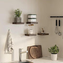 Square Floating Shelves for Wall, 8" W x 8" D x 1.2" H, Small Wooden Wall Mounted Display Shelves with Invisible Brackets for Living Room, Bedroom, Bathroom, Kitchen Decor, Set of 4, Walnut by CozyNest Decor