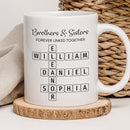 Trending Custom Brothers & Sisters Forever Linked Together Personalized White Mug Brothers Sisters Crossword Puzzle Art Mug, Gift For Brothers, Sisters, Siblings, Family Member on Birthday Christmas by TinyTreasures Baby Boutique