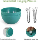 10 inch Hanging Planters for Indoor Outdoor Plants, 2 Pack Hanging Flower Pots with Drainage Holes and Chain for Garden Porch, Plastic Hanging Baskets for House Plants, Blue Green by CozyNest Decor