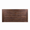 Outdoor Dark Brown Sandblast Finish Acacia Wood Dining Table with White Rustic Metal Frame, Weather Resistant