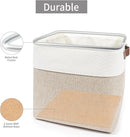 Collapsible Fabric Storage Cubes 11x11 Cube Storage Bins, 4 Pack Closet Baskets Box with Handles for Organizing, Shelf, Toys, Clothes, Home, Office, Nursery (Beige&White) by TinyTreasures Baby Boutique