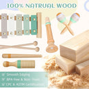 Raimy Musical Instruments Set - Neutral Colors Wooden Montessori Toys Percussion Music Modern Boho Xylophone Birthday Gifts for 1 2 3 Year Old Kids Baby Toddlers Boys Girls 3+ with Storage Bag by TinyTreasures Baby Boutique