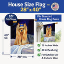 Yorkie House Flag 28x40 Porch Sleeve Pole Decorative Outside Yard Banner Artwork Wall Hanging, Polyester