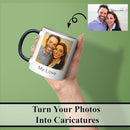 Personalized Coffee Mug, Custom Photo Caricature Gift, Funny Customized Coffee Gift for Men & Women, Custom Mugs with Pictures, Teal 11oz Customized Ceramic Tea Cup by TinyTreasures Baby Boutique