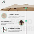 JEAREY 15FT Patio Umbrella Large Outdoor Umbrella Extra Double-Sided Market Umbrella with Crank Handle for Garden, Deck, Backyard and Pool, Beige by GreenHaven Gardens