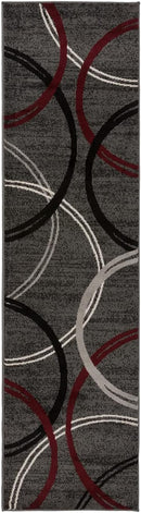 Rugshop Modern Wavy Circles Design Runner Rug 2' x 7' 2" Red by TinyTreasures Baby Boutique