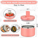 12oz Insulated Vacuum Food Jar with Buckle Lid Wide Mouth Soup Thermo for Hot Food Kids Leakproof Stainless Steel Lunch Container- Pink- 1Pack by TinyTreasures Baby Boutique