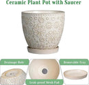 6.9 Inch Plant Pot with Drainage Hole and Saucer Ceramic Planter for Indoor Plant Flower Pot for Orchid Succulents Plants White by GreenHaven Gardens