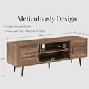 Mid Century Wooden TV Stand Entertainment Console with Open Shelving and 2 Cabinets for Televisions up to 65 Inches(Rustic Oak) by CozyNest Decor