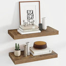 24 Inch Floating Shelves, 12 Inch Deep Floating Shelves for Wall, Floating Shelf with Invisible Brackets, Deep Shelves for Bathroom, Bedroom, Living Room, 2 Pack, Brown by CozyNest Decor