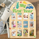 ORIGACH My First Year Baby Growth Photo Display Wood Board - 12 Months Newborn Milestones Photo Board - Neutral Baby Keepsake Frame 1st Birthday Party Nursery Decor New Mom Gift - Golf Element by TinyTreasures Baby Boutique