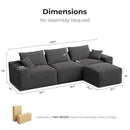LIKIMIO 120" Modern L-Shaped Modular Sectional Sofa for Living Room, Corduroy Upholstery Dark Grey, Oversized 3-Seater Couch with Deep Seat and Movable Ottoman – No Assembly by CozyNest Decor
