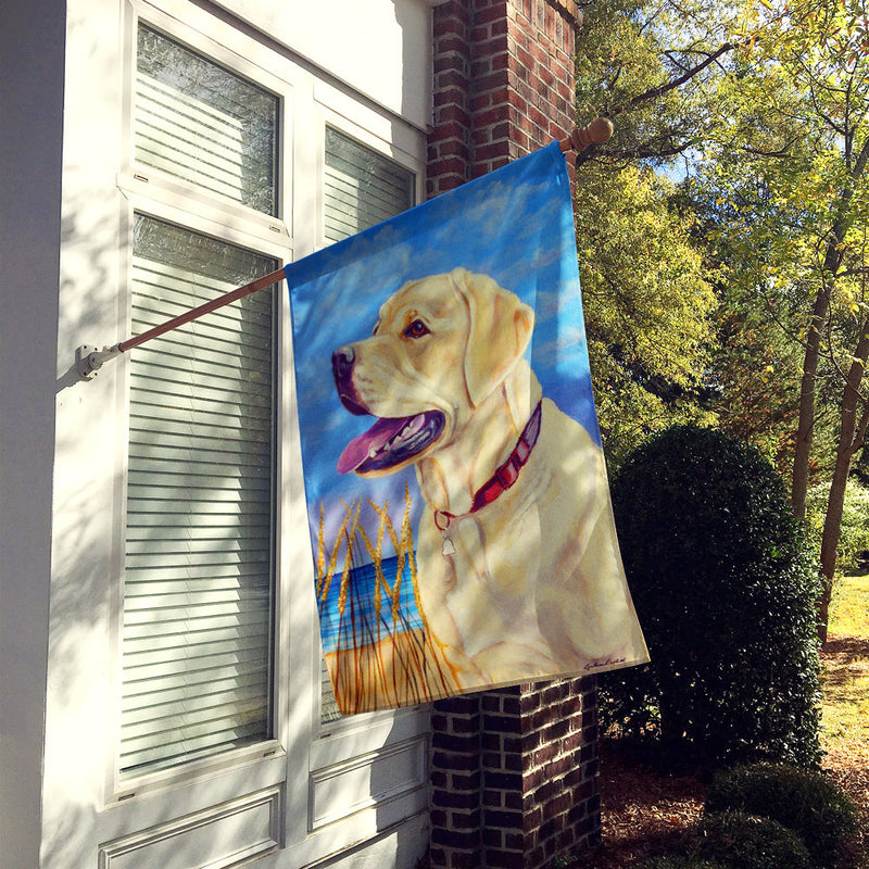 Yellow Labrador at the beach Flag Canvas House Size