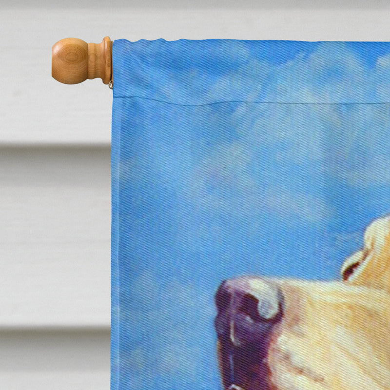 Yellow Labrador at the beach Flag Canvas House Size