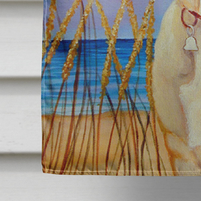 Yellow Labrador at the beach Flag Canvas House Size