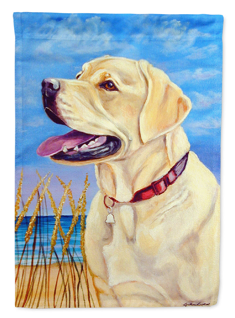 Yellow Labrador at the beach Flag Canvas House Size