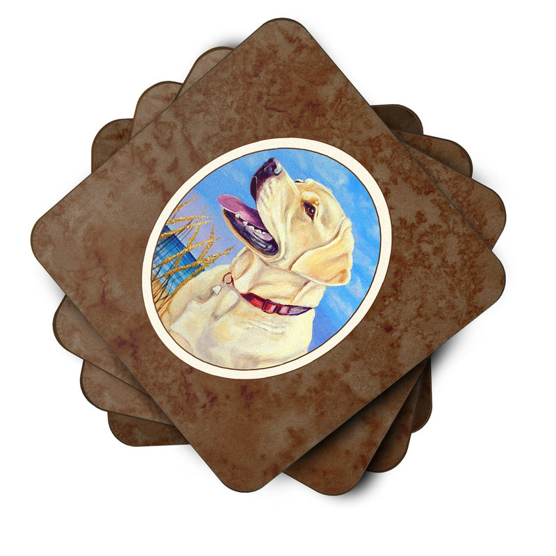 Yellow Labrador at the Beach Foam Coaster Set of 4 7158FC