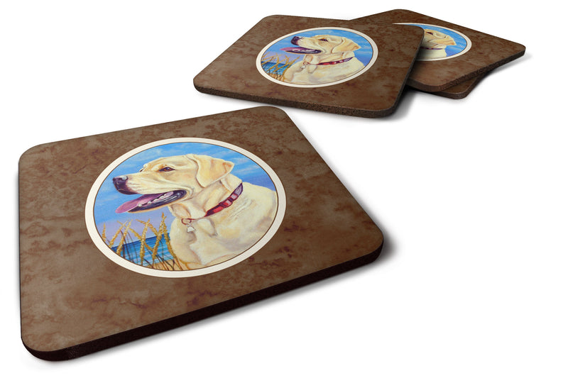 Yellow Labrador at the Beach Foam Coaster Set of 4 7158FC