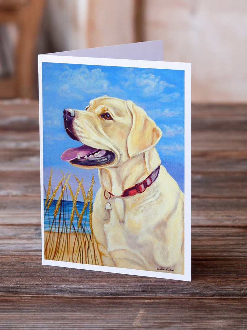 Yellow Labrador at the Beach  Greeting Cards and Envelopes Pack of 8