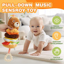 Jollybaby Baby Musical Pull String Hanging Toys for Stroller Car Seat Crib Play Gym, Plush Stuffed Hamburg Bear Toy for Carseat with Music Teether Crinkle, Sensory Toy for 0-6-12-18 Months Baby Gifts by TinyTreasures Baby Boutique