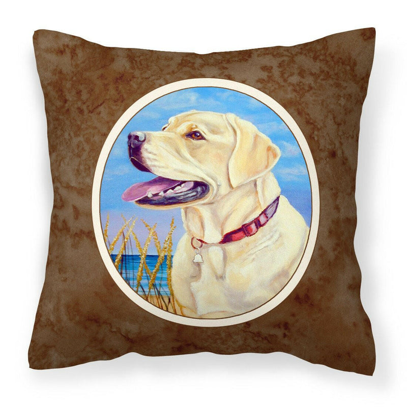 Yellow Labrador at the Beach Fabric Decorative Pillow 7158PW1414