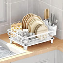 GAXmi Dish Drying Rack Over The Sink Dish Drainer with Drainboard Utensil Holder, 1-Tier White by CozyNest Decor