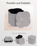 B FSOBEIIALEO Storage Ottoman Cube, Flowers Shaped Ottomans with Storage Foot Stool Footrest, Boucle Ottoman Seat for Dorm Room, Faux Teddy Fur, Grey 15"x15"x15" by CozyNest Decor