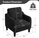 Accent Chairs Set of 2, Upholstered Living Room Chairs with Side Pockets, Mid Century Modern Reading Chair for Bedroom, Comfy Armchair Single Sofa Side Chair for Office, Small Room, Black by CozyNest Decor