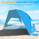 Gorich Portable Beach Tent for 3/4-5/6-7 Person with UPF 50+ UV Protection, Lightweight & Foldable Sun Shelter with 5 Sand Bags, Easy Setup Windproof Beach Umbrella Sun Shade by TinyTreasures Baby Boutique