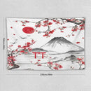 Red Cherry Blossoms Tapestry, Japanese Fuji Mountain Tapestry, Asian Japanese Wall Tapestry, Nature Landscape Tapestries for Bedroom Living Room Decor 90"x60" by CozyNest Decor