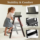 Solid Wood High Chair for Toddlers to Teens, Adjustable Height Toddler Dining Chair, Easy to Clean Toddler Highchair with Removable PU Cushion for Dining, Studying, Step Tool, Black by TinyTreasures Baby Boutique