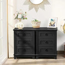 18" Night Stands Set of 2 with Charging Station, Farmhouse 2 & 3 Drawers End Table Dresser for Bedroom, Black Wooden Nightstand, Bed Side Table with Open Shelf, Bedside Cabinet for Living Room by CozyNest Decor