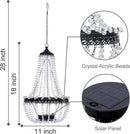 Hanging Solar Chandelier Outdoor, 30 Blue Lights Acrylic Clear Beaded Chandelier with S Hooks Modern Lantern for Garden Yard Patio Gazebo Decorations, 28”H by CozyNest Decor