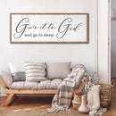 Give It To God And Go To Sleep Sign Wall Decor 40x15 Inch Large Farmhouse Master Bedroom Above Bed Hanging Wall Art Rustic Guest Room Wood Framed Over Bed Wall Decoration (Wood White) by CozyNest Decor