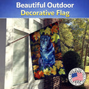 Old Black Pug in Fall Leaves House Flag 28x40 Porch Sleeve Pole Decorative Outside Yard Banner Artwork Wall Hanging, Polyester