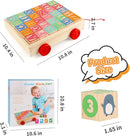 Joqutoys Wooden Building Blocks for Toddlers 1-3, Large Wood Baby Stacking Blocks Set for Kids, 30 PCS Alphabet Blocks with Toy Wagon, Educational Wooden Toys for Boys Girls Gifts 1.65" by TinyTreasures Baby Boutique