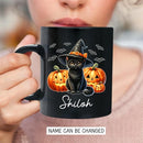 Personalized Black Cat Witch Ceramic Cups Gift for Halloween, Custom Name Black Cat with Pumpkins Coffee Mugs, Spooky Witch Pumpkins Cup, Pet Halloween Mug 11oz 15oz, Pet Enthusiasts Gifts by TinyTreasures Baby Boutique