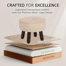 13in Small Foot Stool Ottoman, Round Faux Leather Foot Rest for Couch, Under Desk Pouf Footstool Footrest with Non-Skid Rubber Legs for Ling Room, Bedroom, 13''L x 13''W x 10.2''H, Beige by CozyNest Decor