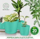 Planter Pots with Drainage Holes - Lightweight, Durable, and Space-Saving Pots for Indoor and Outdoor - Versatile Functionality, Simple Modern Design, Set of 20 Plastic Planter Pots - Aqua by GreenHaven Gardens