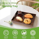 Acacia Wood Serving Tray with Handles, 17 Inch Wooden Tray for Ottoman, Breakfast, Lunch, Dinner, Decorative Rectangular Tray for Living Room, Kitchen Counter, Outdoor by CozyNest Decor
