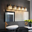 Modern Bathroom Vanity Light 5-Lights Black Gold Crystal Bathroom Wall Light Vanity Light Fixtures，36.22-inch Modern Minimalist Design by CozyNest Decor