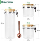 Urban Green Borosilicate Glass Storage Jars with Airtight Locking Clamp Lids, Airtight Canister Set，Coffee Set of 3 with Spoon (50oz, 24oz, 18oz), Storage Containers with Bamboo Lid by CozyNest Decor