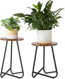 Indoor Plant Stand,Mid Century Wood Stand Plant Table,Modern Plant Stool for Outdoor,Metal Tall Holder for Flower Pots,Small Round Side End Table (Rustic Brown, 19 inch set of 2) by GreenHaven Gardens